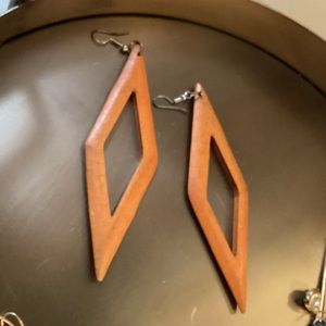 BIG Vintage Boho wooden dangly earrings
